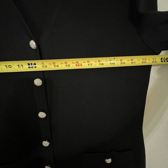 St. John Black Basics Crystal Buttons Knit Cardigan Size 12 Black - Picture 8 of 8